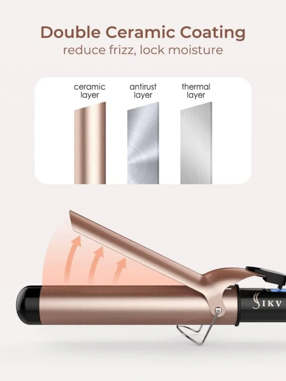 Large 1.5 Inch Curling Iron for Long Hair | Dual Voltage, Ceramic, Auto Shut Off